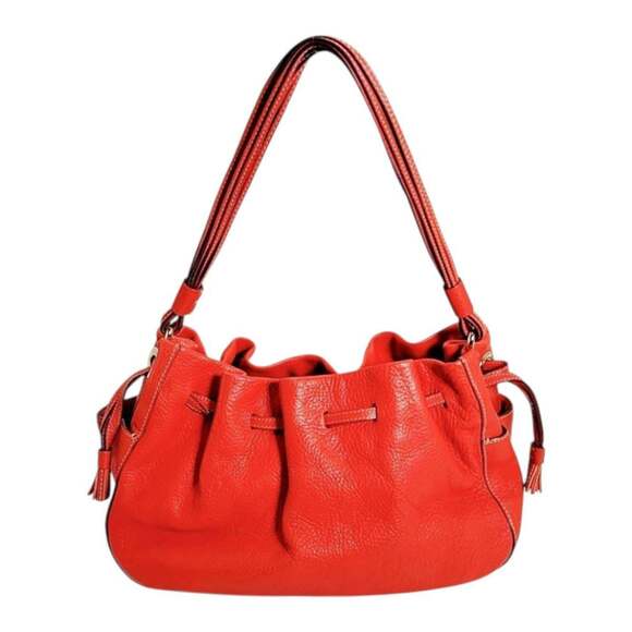 Kate Spade handbag tote bag, drawstring style, leather, red